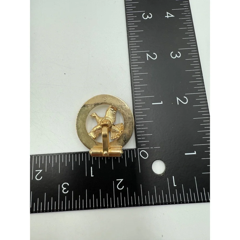 Vintage Pine Bloom Plantation Gold Tone Bird Cufflinks Circular Toggle Back‎